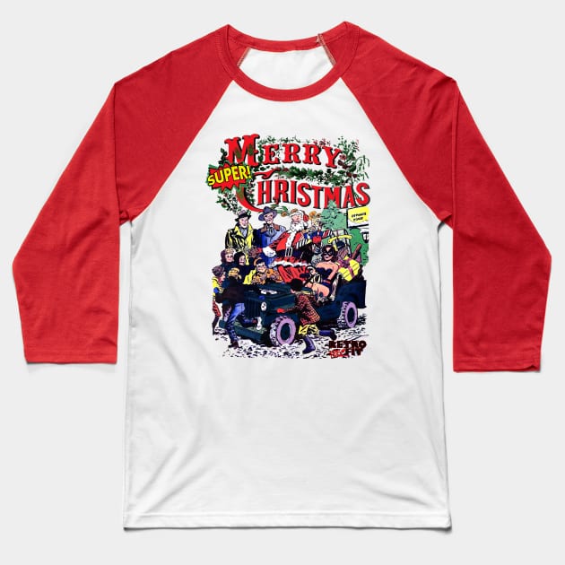 Merry Christmas Retro Style Baseball T-Shirt by Joaddo